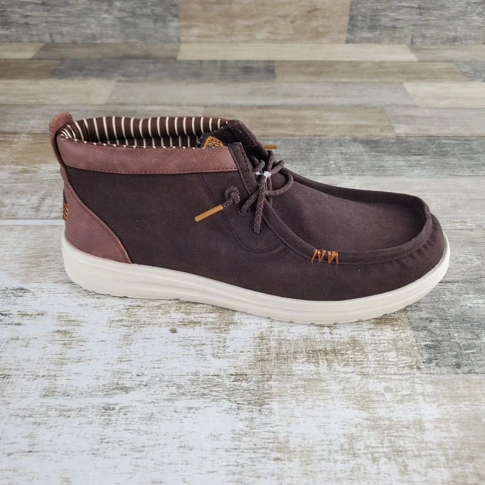 Hey Dude Wally Mid GripR Vin Classic Mens Shoes Sz 9 Mole Brown Downtown Brown